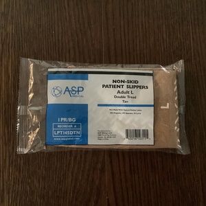 ASP Medical Non-Skid Patient Slippers, Adult L, Double Thread, Tan, New